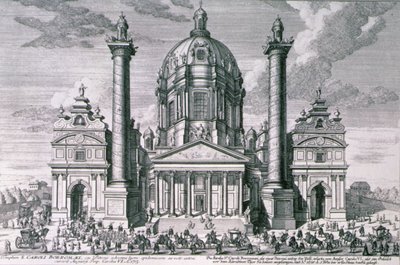 Ansicht der Karlskirche, Wien, graviert von Hieronymous Sperling (1695-1777) von Salomon after Kleiner